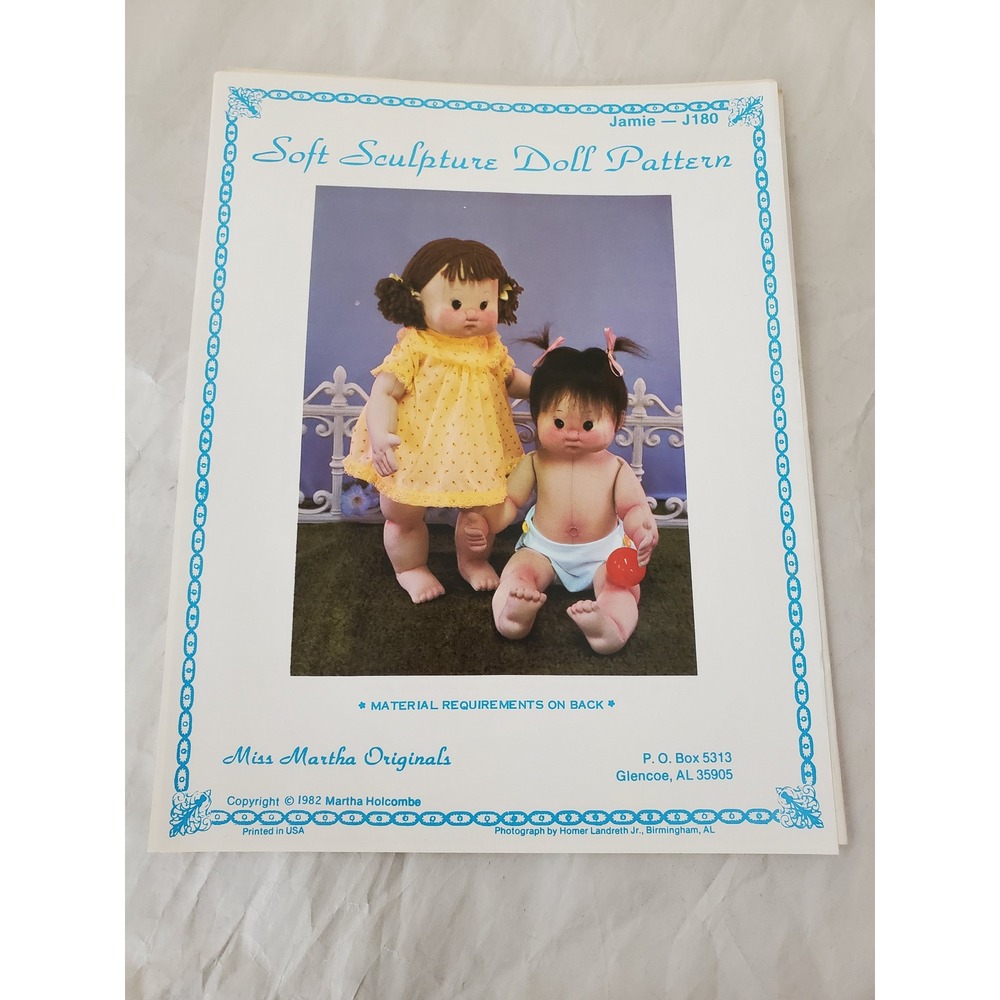 Miss Martha Originals Jamie Soft Sculpture Doll Pattern J180 Vntage 1982 18 Inch
